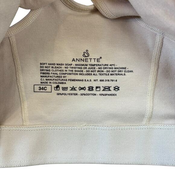 Annette Post Surgical Softcup Wire Free Bra Womens 34C Nude Undergarment Comfort - Picture 7 of 9